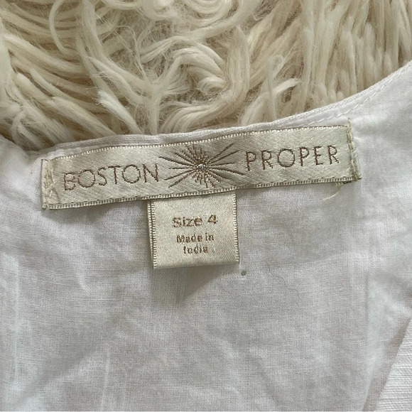 Boston proper linen blend silver sequined short dress sleeveless white size 4 - Picture 6 of 8